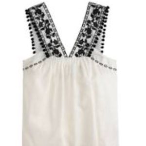 J Crew embroidered pom Pom tank. Size 0